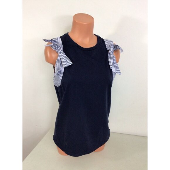 J Crew Blouse Top Stripe Bow Trim Womens Medium - Picture 1 of 7